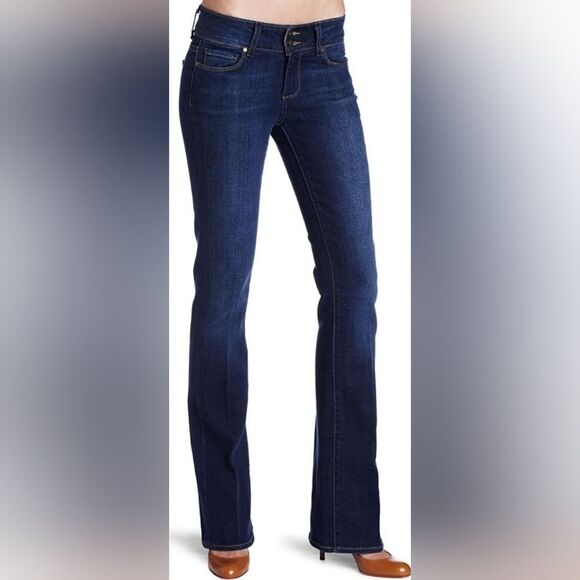 Paige Jeans dark blue "Hidden Hills" bootcut double button size 27, inseam 31 in - Picture 1 of 7